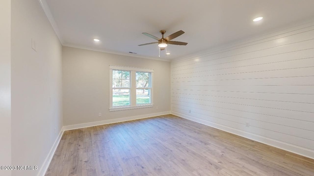 2090 Greenside Manor Dr Unit L-39, Ocean Isle Beach, NC 28469 - unfurnished room featuring ceiling fan, crown molding, wood finished floors, and recessed lighting