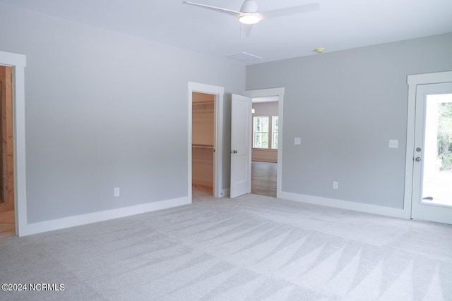235 Weathersbee Dr, Hampstead, NC 28443 - interior space featuring light colored carpet, a ceiling fan, baseboards, and visible vents