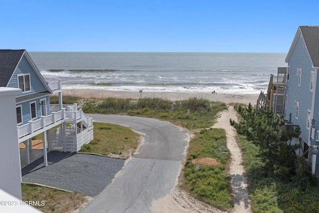 property view of water with a beach view