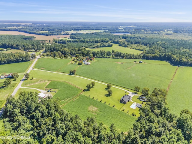 birds eye view of property with a rural view