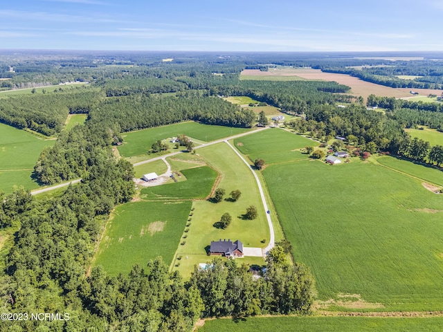 birds eye view of property featuring a rural view