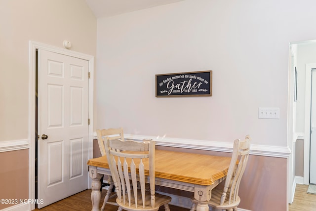 dining area featuring light wood-type flooring