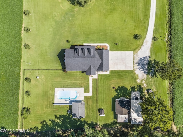 aerial view featuring a rural view