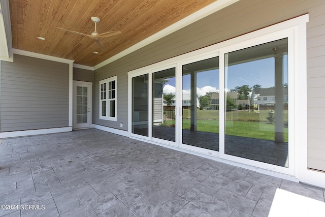 view of patio / terrace featuring ceiling fan