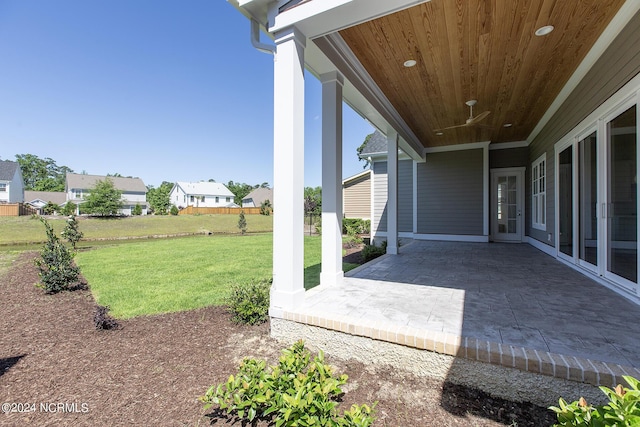 view of patio / terrace featuring ceiling fan