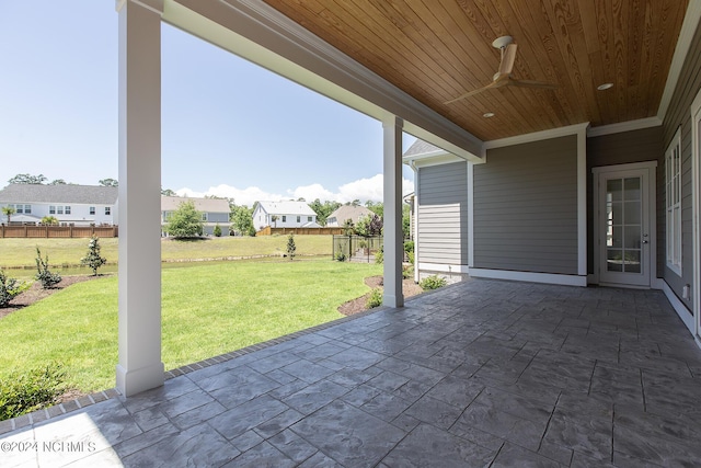 view of patio with ceiling fan