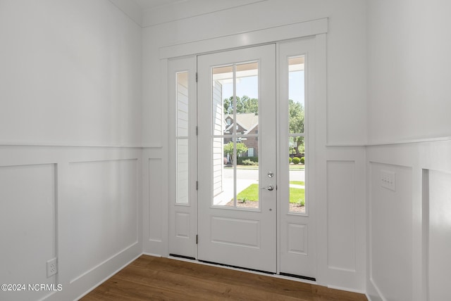 doorway featuring wood-type flooring