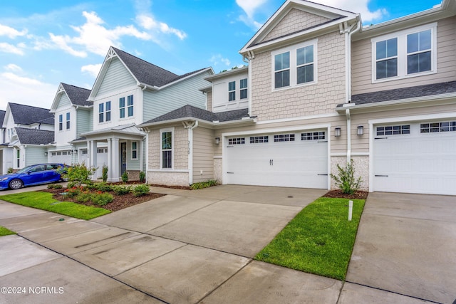 view of front of property with a garage