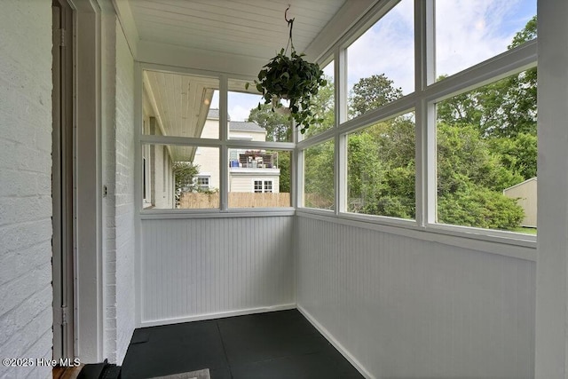 view of unfurnished sunroom