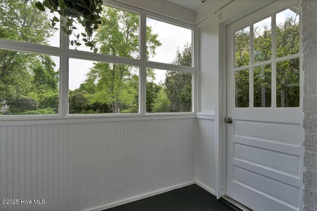 view of unfurnished sunroom