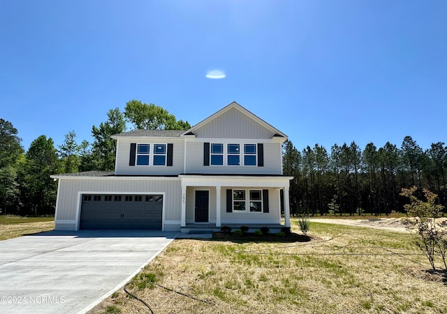 view of front of house featuring a porch and a front yard