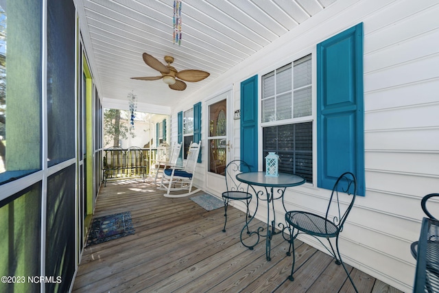 deck featuring ceiling fan