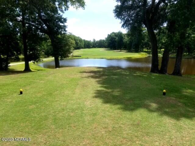 view of yard with a water view