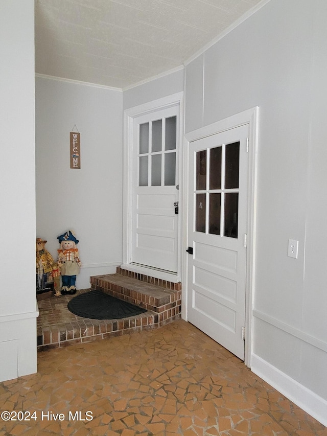 mudroom with ornamental molding