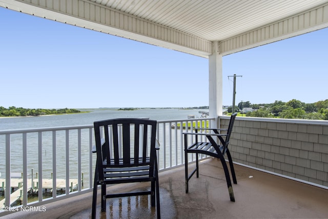 balcony with a water view