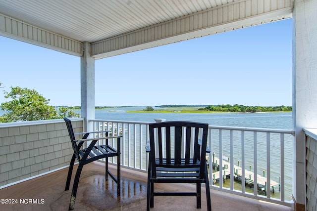 balcony with a water view