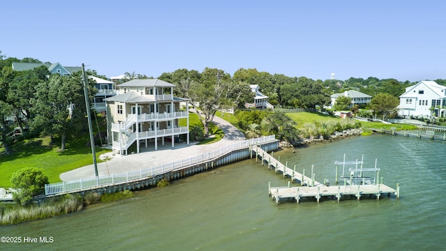 view of dock featuring a water view