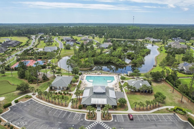 bird's eye view featuring a water view