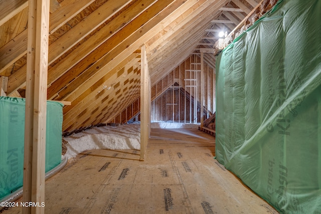 view of unfinished attic