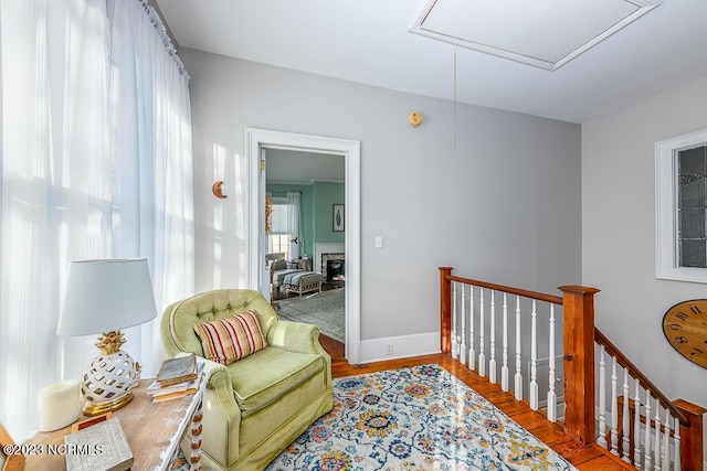 sitting room with light wood-type flooring