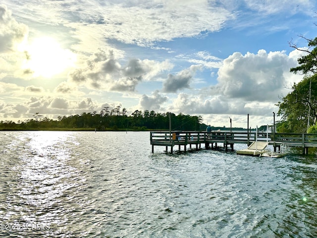 dock area featuring a water view