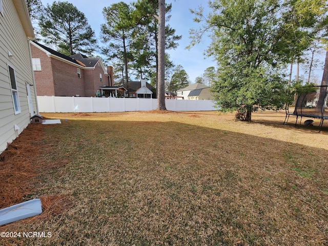 view of yard with a trampoline