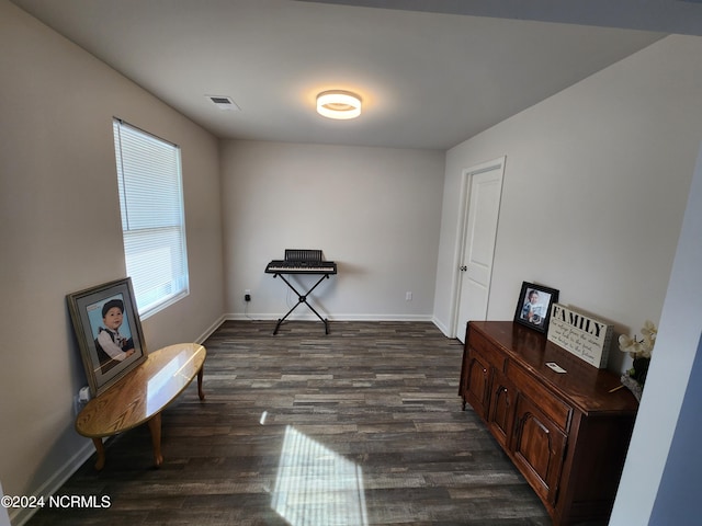 sitting room featuring dark hardwood / wood-style floors