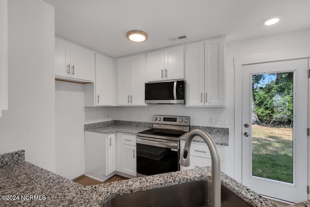 kitchen featuring white cabinets, a wealth of natural light, and stainless steel appliances