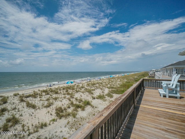 view of water feature featuring a view of the beach