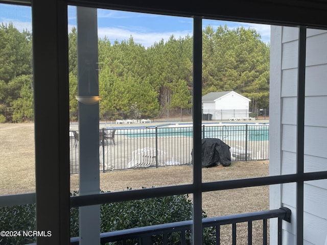 community pool with fence