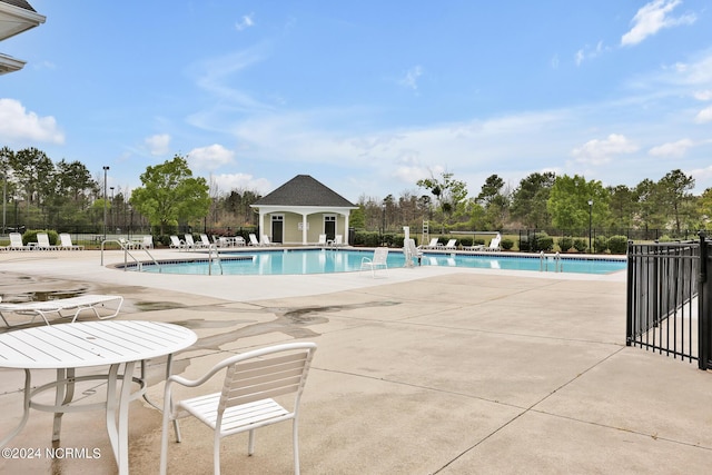 view of pool featuring a patio