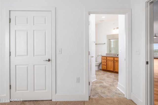 corridor with sink