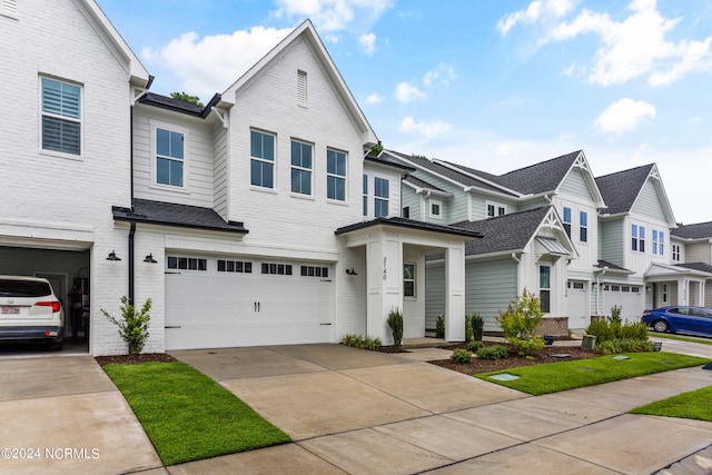 view of property featuring a garage