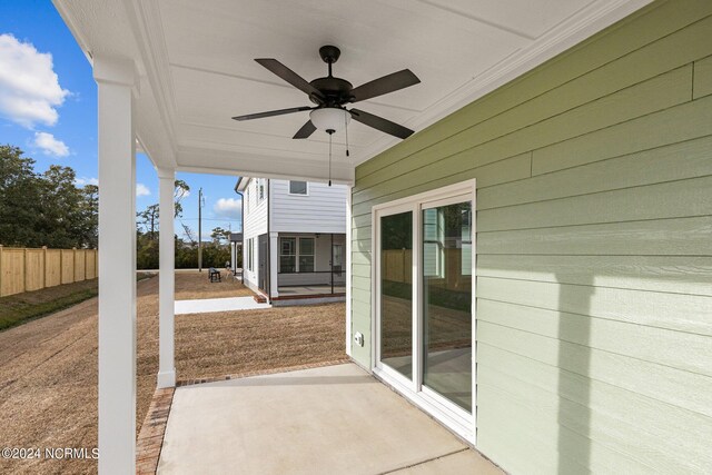 view of patio with ceiling fan