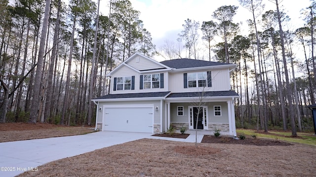 view of front facade with a garage