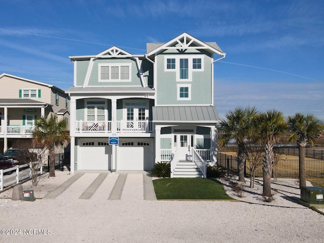 coastal home with a garage