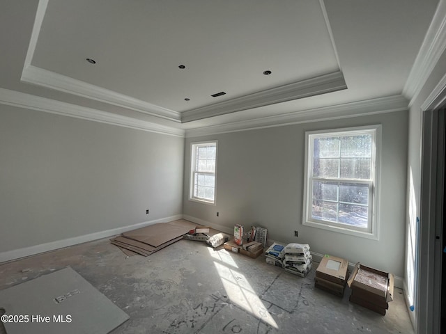 1225 Mandevilla Dr SE, Bolivia, NC 28422 - spare room featuring a raised ceiling, ornamental molding, and baseboards