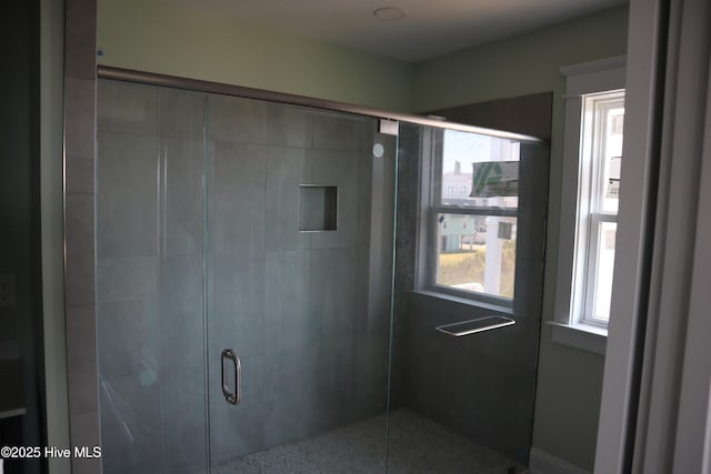 bathroom featuring a shower stall