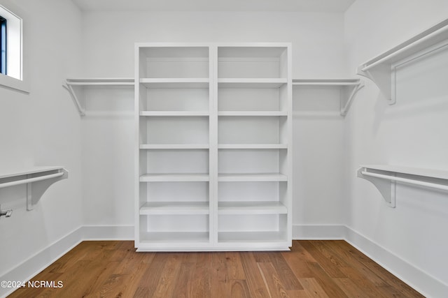 spacious closet with hardwood / wood-style flooring