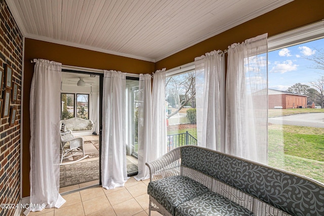 sunroom / solarium with wood ceiling