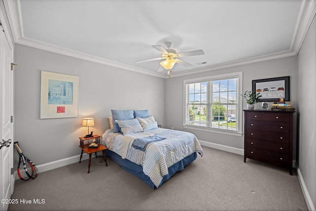 4441 Lagan Cir, Winterville, NC 28590 - bedroom with crown molding, baseboards, carpet flooring, and ceiling fan