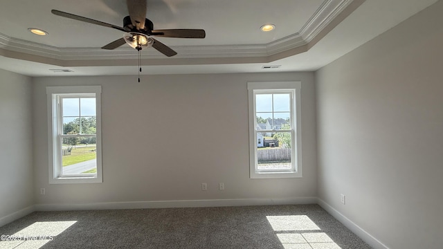 401 Bay Harbor Ct, Hubert, NC 28539 - carpeted empty room featuring ornamental molding, plenty of natural light, and a raised ceiling
