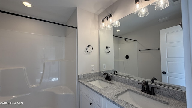 401 Bay Harbor Ct, Hubert, NC 28539 - full bath with a sink, double vanity, and recessed lighting