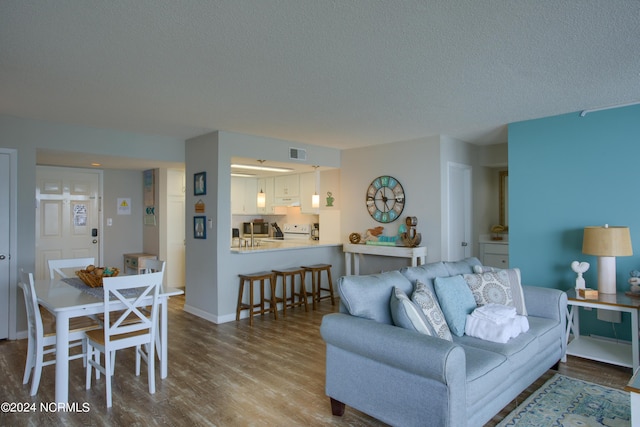 2000 New River Inlet Rd Unit 3309, North Topsail Beach, NC 28460 - living room with a textured ceiling and wood-type flooring