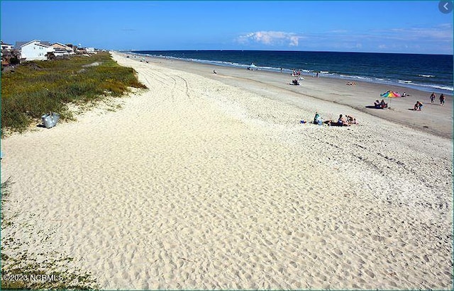 view of water feature featuring a view of the beach