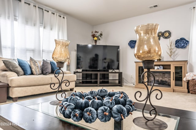 living room with carpet floors