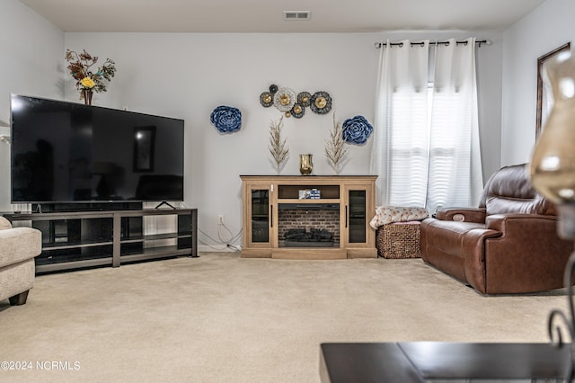 living room with carpet floors