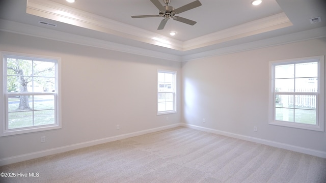 1254 Opaca Dr SE, Bolivia, NC 28422 - unfurnished room featuring crown molding, a tray ceiling, healthy amount of natural light, baseboards, and ceiling fan