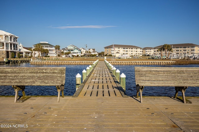 view of dock featuring a water view