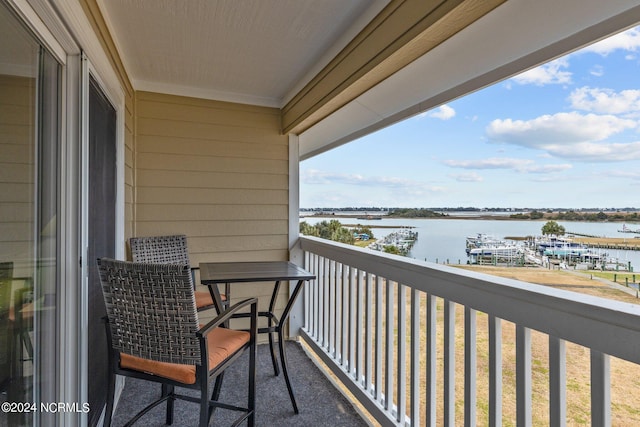 balcony with a water view